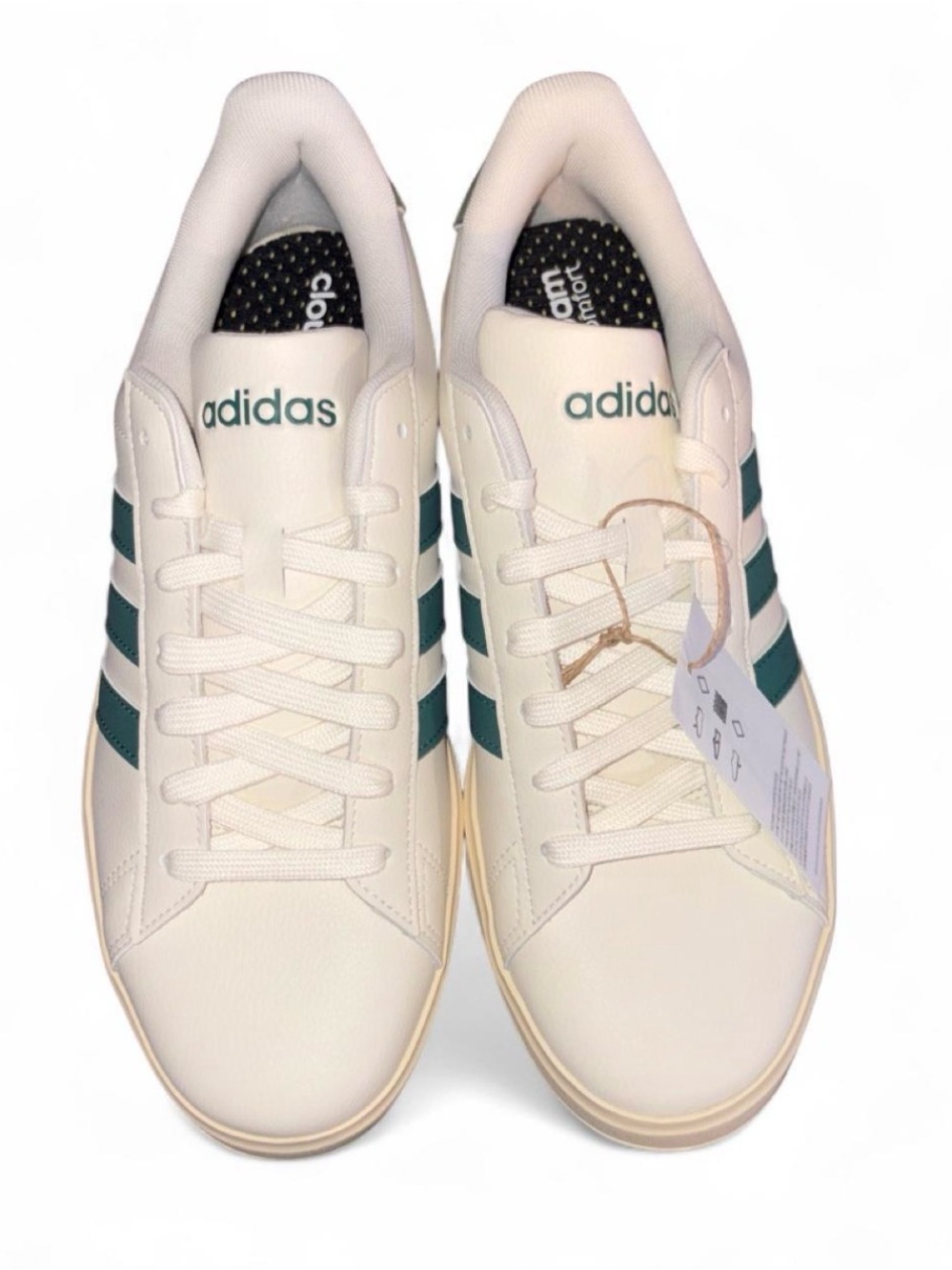 adidas men Cream Sneakers with Green Three-Stripes